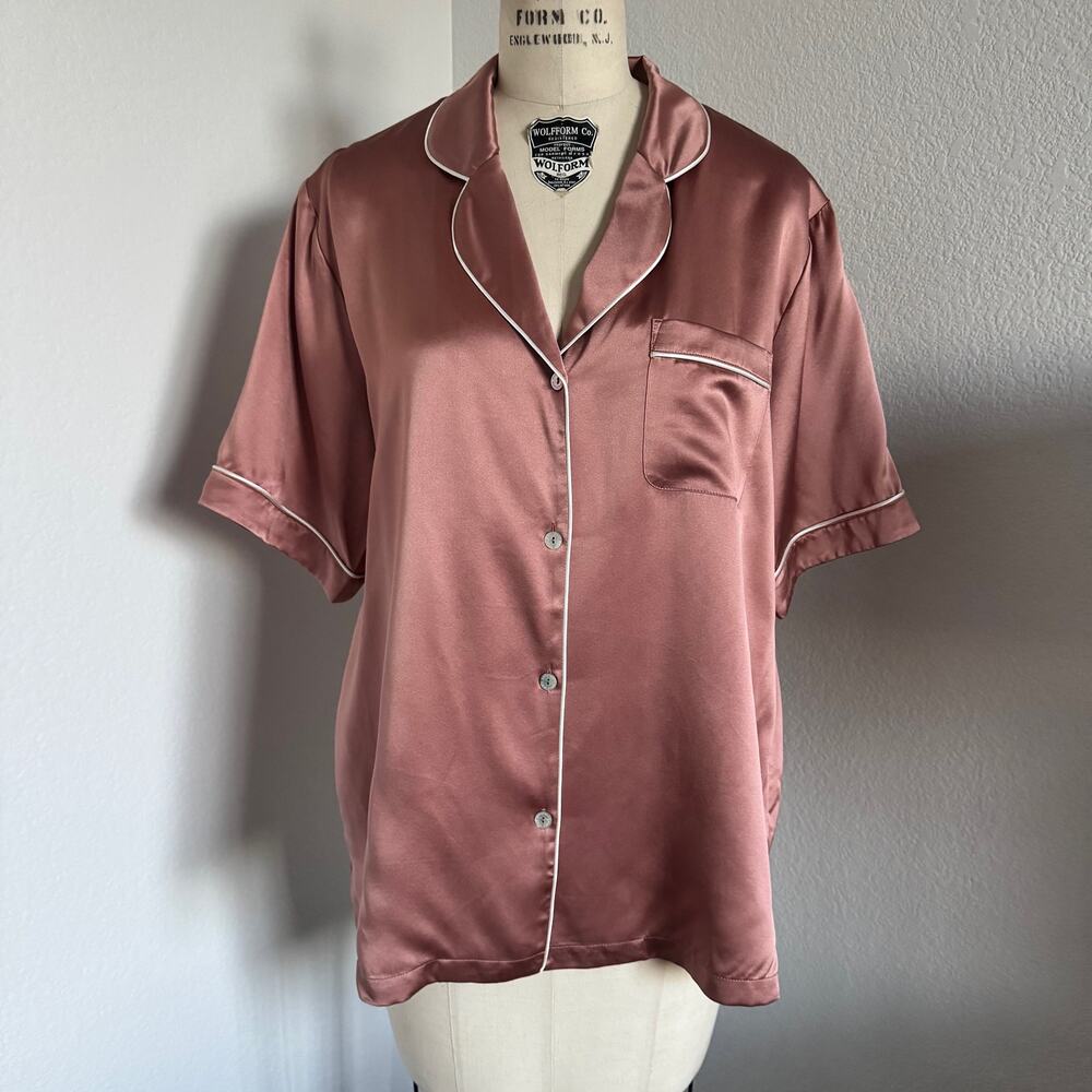 Ginia | NWT 100% Silk Pajama Top Mauve Size XL Designed in Australia